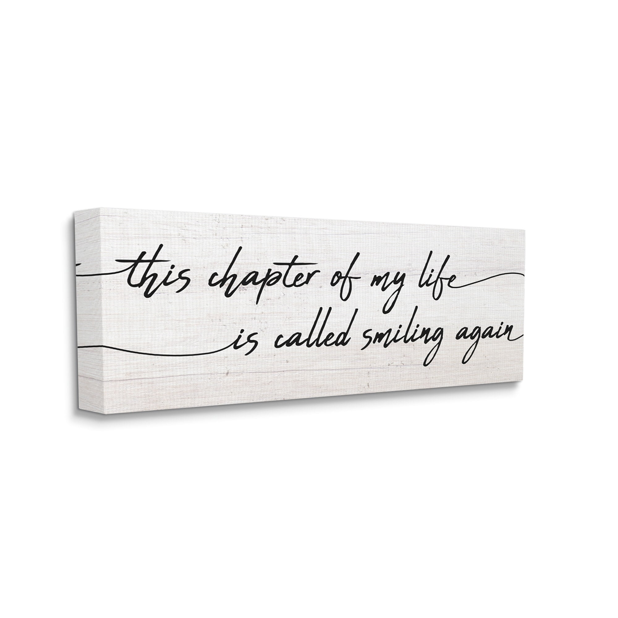 Stupell Industries Smiling Again Motivational Healing Calligraphy Rustic Detail Canvas Wall Art, 48 x 20, Design by Daphne Polselli