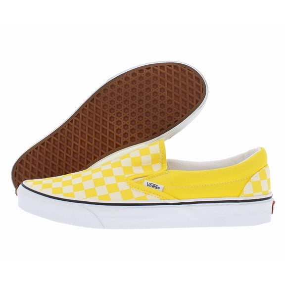 Vans Classic Slip-On Unisex Shoes Size 9, Color: (Checkerboard) Cyber Yellow/True White