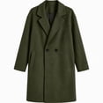 thumbnail image 6 of Afelkas Women's Oversized Wool Blend Peacoat Double Breasted Notch Lapel Mid Length Warm Winter Coat with Pockets, 6 of 6