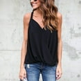 thumbnail image 2 of Camiseta sin mangas con cuello en V para mujer, camiseta holgada informal de verano con tirantes y cuello en V, camisa de gasa cruzada, 2 of 6