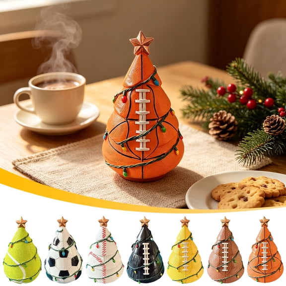 Christmas in july Decorations, Christmas Tree Resin Figurine, Sports Themed Tabletop Decor for Fall Thanksgiving Summerween, Unique Holiday Gift