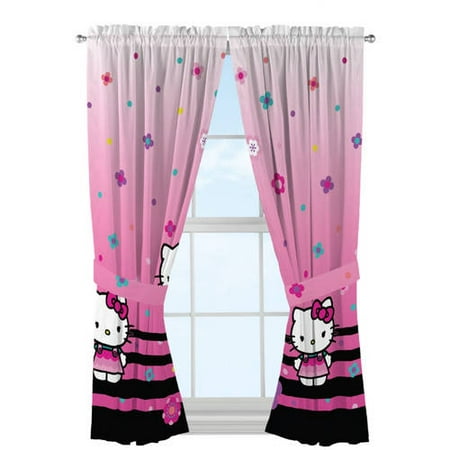 sanrio hello kitty 'hello ombre' girls bedroom curtain panel set, 2