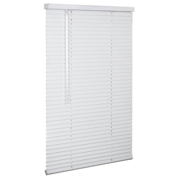 Cordless 1" Aluminum Mini Blind 58" Wide x " Long, White, Room Darkening Metal Indoor Window Blinds for Home and Office 58"W x 48"H