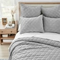 thumbnail image 3 of Levtex Home - Light Grey Velvet Quilt Set - King Quilt and Two King Shams - Velvet - Light Grey - Quilt (106x92in.) and Shams (20x36in.) - Reversible - Polyester/Polyester, 3 of 5