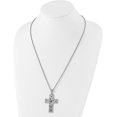 thumbnail image 3 of Chisel Stainless Steel Brushed Polished and Laser cut Black IP-plated Cross Pendant on a Box Chain Necklace - 24", 3 of 6