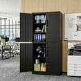 thumbnail image 5 of STANI Metal Tools Storage Cabinet, Black Garage Utility Cabinet,4 Doors & 3 Adjustable Shelves, Steel Locker with Lockable Door for Office, Home, Pantry, 5 of 8