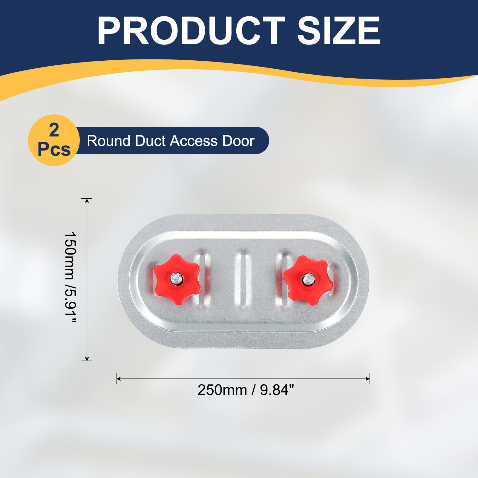 Uxcell 2Pcs Rectangular Duct Access Door, 7" x 3" Square Duct Maintenance Access Door Galvanized Steel Ducting Cover with Rubber Gasket Adjustable Knobs for HVAC Duct Inspection, Silver