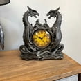 thumbnail image 3 of Zeckos Twin Evil Dragons Antiqued Mantel Clock Table Desk, 3 of 7