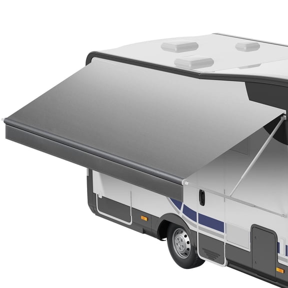 15ft RV Awning Replacement Fabric 18oz Heavy Duty Weatherproof Vinyl UPF50 Waterproof Outdoor Canopy for Camper Motorhome Trailer Gray Fade