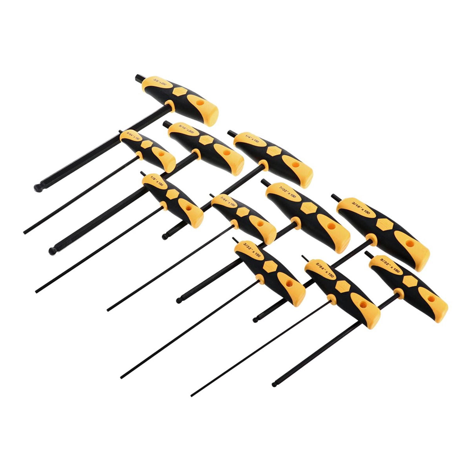 Wiha Soft Grip Dual Drive Ball End Inch Hex T-Handle 11 Pc. Set