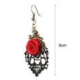 thumbnail image 5 of Soumake 1 Pair Women Fashion Lace Red Rose Hollow Dangle Hook Earrings Jewelry Gift, 5 of 8