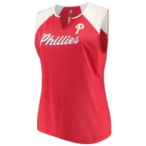 Women's Majestic Red/White Philadelphia Phillies Plus Size Shutout Supreme Sleeveless Muscle Tank Top
