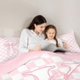 thumbnail image 5 of Manfei Lovely Bow Monogrammed K 7 Pieces Full Size Bedding Sets,Sweet Checkerboard Full Size Bed in a Bag,Pink,Pink Reversible, 5 of 7