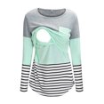 thumbnail image 2 of Odeerbi Women Maternity Shirts Nursing Clothes Top Blouses T-shirt Long Sleeve Stripe Light blue, 2 of 9