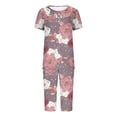 thumbnail image 4 of Sexy Pijama Conjunto para las Mujeres Cuello Redondo Blusa de Manga Corta Y Pantalones, Traje de Moda Casual para el Hogar Y Diario, 4 of 4