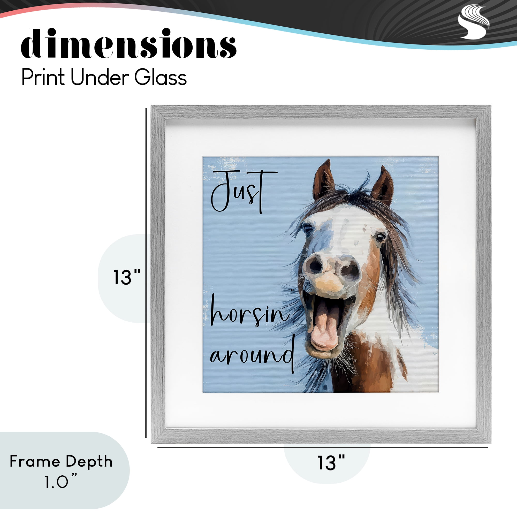 Stupell Industries Just Horsin' Around Gray Framed Print Under Glass, design by Kim Curinga
