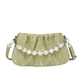 thumbnail image 3 of Bolso de hombro de PU sólido con cremallera para mujer joven, novedad de verano 2024, bolso cruzado portátil con volantes y cuentas de terciopelo de alta calidad., 3 of 5