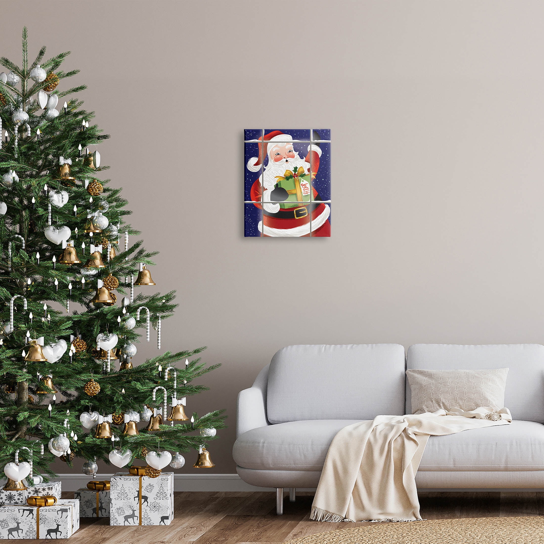 Stupell Industries Vintage Jolly Santa Window Graphic Art Gallery Wrapped Canvas Print Wall Art, Design by Arrolynn Weiderhold