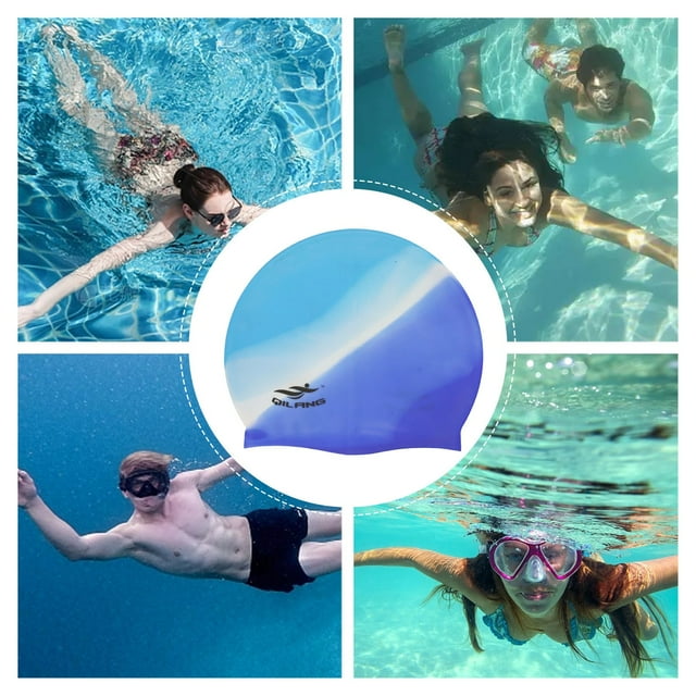Swimming Cap for Adults and Kids - Silicone Pool Hat with High Stretch and Comfortable Fit for All Swimming Peripherals 3PCS