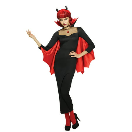 Horror Women Devil Dress Costume with Red Batman Wing Halloween Cosplay