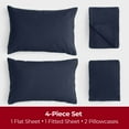 thumbnail image 2 of Mellanni 4 Piece Bed Sheet Set 180GSM Heavyweight Cotton Flannel Deep Pocket, Full, Navy, 2 of 6