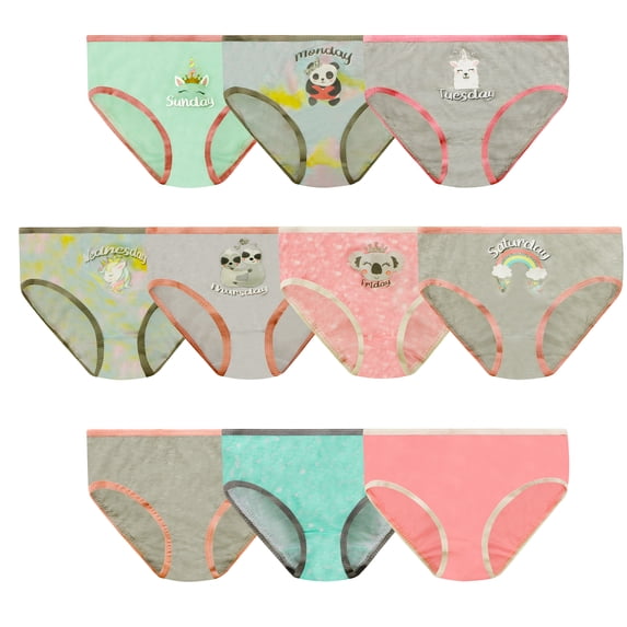 Kensie Girl Girls Underwear, 10 Pack Days Of The Week Kids Panties, Sizes 4-12 Hipster Briefs, Juniors