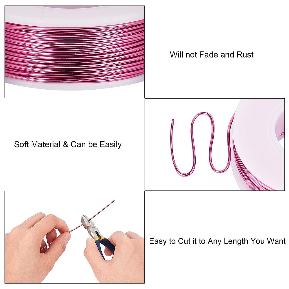 1 Set DIY Jewelry Kits with Aluminum Wire and Iron Side Cutting Pliers Hot Pink 1mm about 23m/roll 6rolls/set