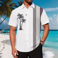 thumbnail image 2 of Afdoent Men's Casual Shirts Male Loose Lapel Print Short Sleeve Button Shirt Sand Beach Summer Top Classic Fit Summer Tops, 2 of 4