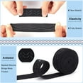 thumbnail image 4 of 8 Yards 4 styles Polyester Non Slip Knitted Elastic Belt Wave Silicone Gripper Elastic Band for Clothing Sewing Black 20~38x1.2mm 2 yards/style, 4 of 6