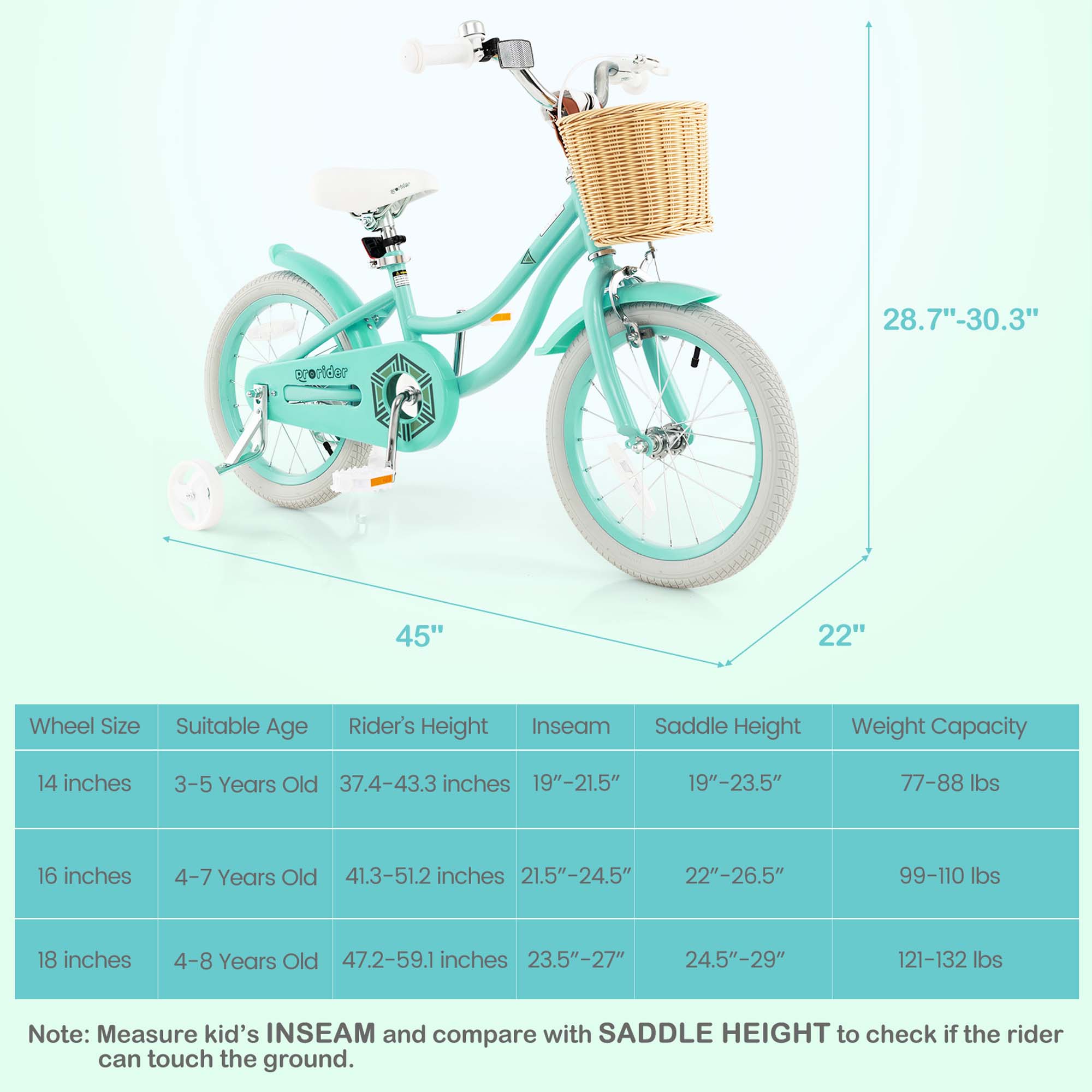 Costway 16-Inch Kids Bike with Training Wheels and Retro Basket photo 3