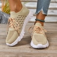 thumbnail image 2 of Running Shoes for Women Hollow out Mesh Lace up Walking Shoes Casual Soft Sole Nonslip Workout Athletic Shoes Beige Size 9.5, 2 of 6