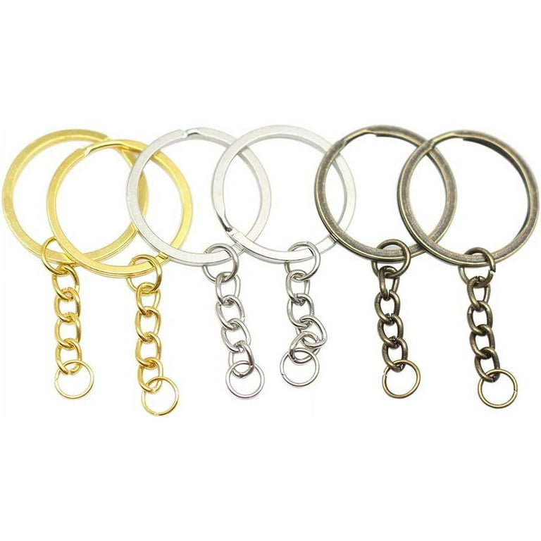 BOSAIYA PJ1 10 pcs/lot Key Ring Key Chain Gold Rhodium Antique Bronze 60mm  Long Round Split Keychain Keyrings TL626 (Color : 6, Size : 28 mm)