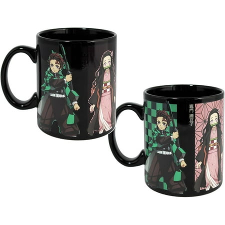 

JUST FUNKY Demon Slayer Manga Anime Nezuko Tanjiro Zenitsu Inosuke Heat Color Changing Coffee Mug Tea Cup 16 oz.
