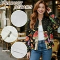 thumbnail image 6 of COEQINE Women's Bomber Jacket Zip Up Varsity Jackets with Pockets, Casual Fashion Motorcycle Coats Cropped Tops Stand Collar Outerwear Windbreaker, X-Large, Mushroom Snail Floral Starry, 6 of 7