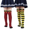 thumbnail image 4 of Esaierr 2 Pairs Kids Girls Christmas Socks Knee High Socks Long Socks Soft Cute Bow Socks for 7-12Y, 4 of 5