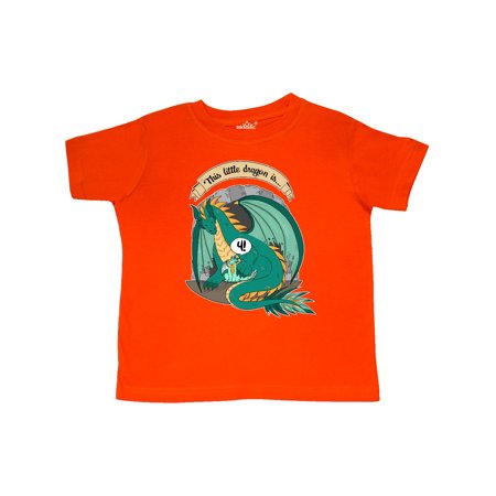 

Inktastic Fourth Birthday This Little Dragon is 4 Gift Toddler Boy or Toddler Girl T-Shirt