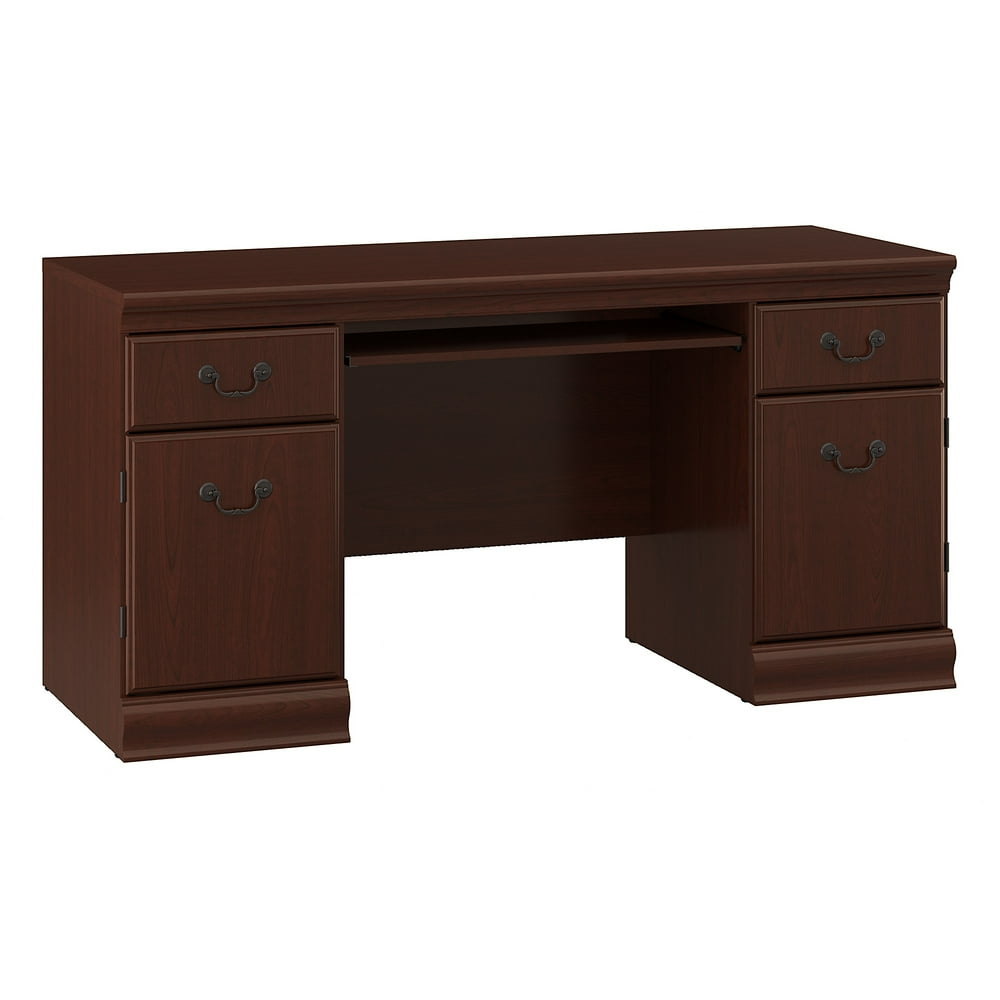 Bush Furniture Birmingham Credenza Desk with Keyboard Tray and Storage