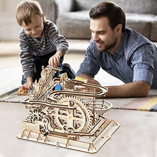 Rokr DIY Marble Run Model Building Kits Waterwheel WoodCrafts Toy for Teens Boys 