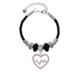 thumbnail image 2 of Delight Jewelry Silvertone Large Pink Crystal Heart with Clear Heartbeat Aunt Celtic Knot Leather Bead Bracelet, 7"+2" Extender, 2 of 4