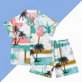 thumbnail image 2 of CAICJ98 Boys Hawaiian Outfit Shorts Sets Printed Button Down Shirt and Shorts 2Pcs Summer Beach Clothes for Toddler Kids (Mint Green,7-9 Years), 2 of 7