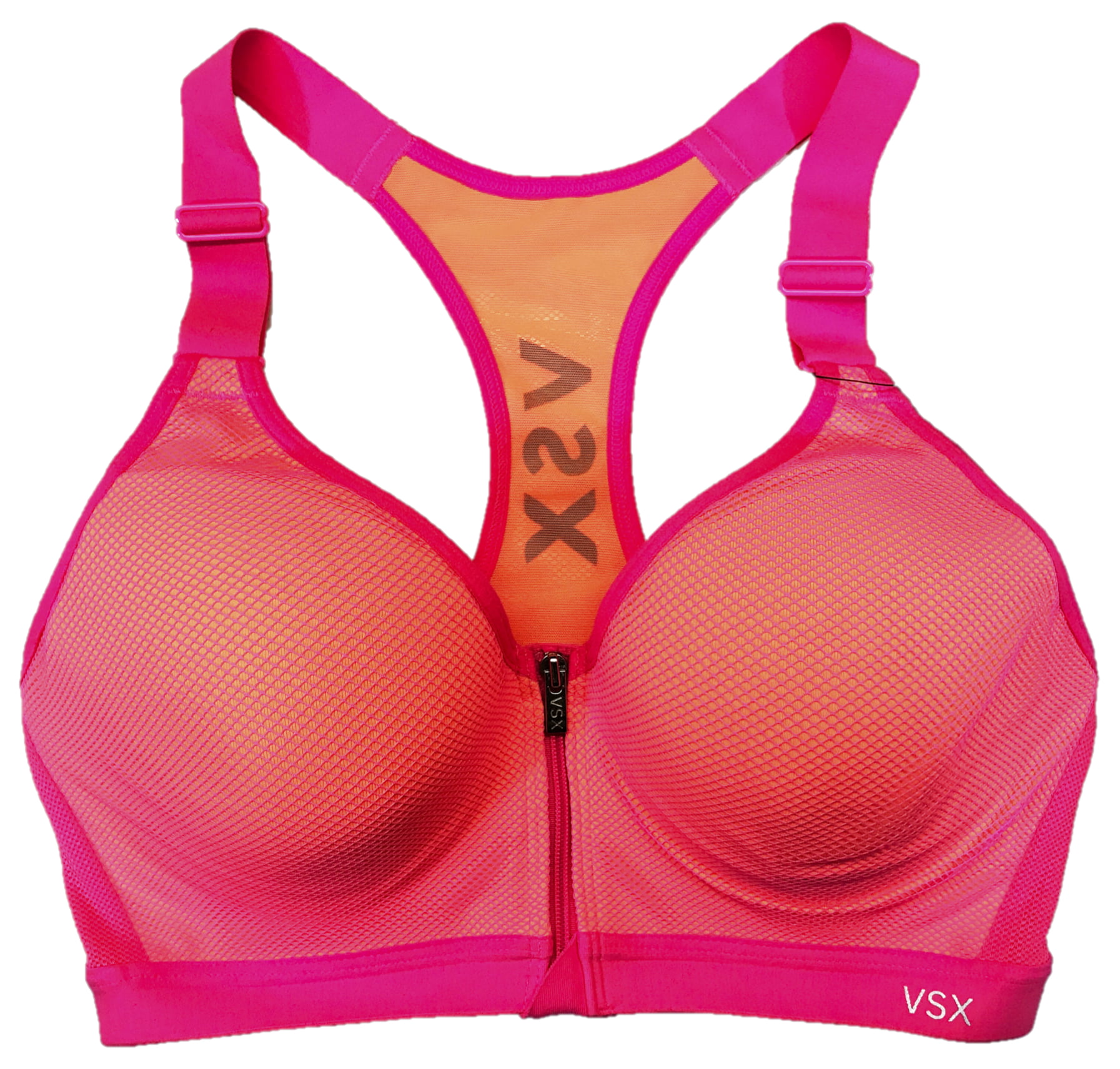 VSX Victorias Secret Sports Bra Zip Front Underwire Support Gray/Black Size  32DD