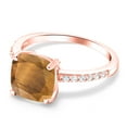 thumbnail image 3 of Gem Stone King 2.12 Ct Cushion Brown Tiger Eye 18K Rose Gold Plated Silver Ring, 3 of 5