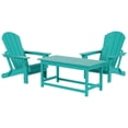 thumbnail image 4 of Polytrends  Laguna Hdpe All Weather Outdoor Patio Foldable Adirondack Chairs Conversation Set (3-Piece Set) Turquoise, 4 of 5