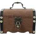 thumbnail image 1 of Retro Cofre Del Tesoro De Madera Caja de Almacenamiento de Dinero Alcancía Caja de Almacenamiento con Cerradura y Llave de Regalo para Niños adultos, 1 of 7