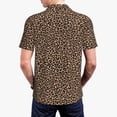 thumbnail image 3 of Balery Brown Leopard Printed Men’s Short Sleeve Polo Shirt, Midweight Men's Shirt,Golf Polo shirts -X-Large, 3 of 8