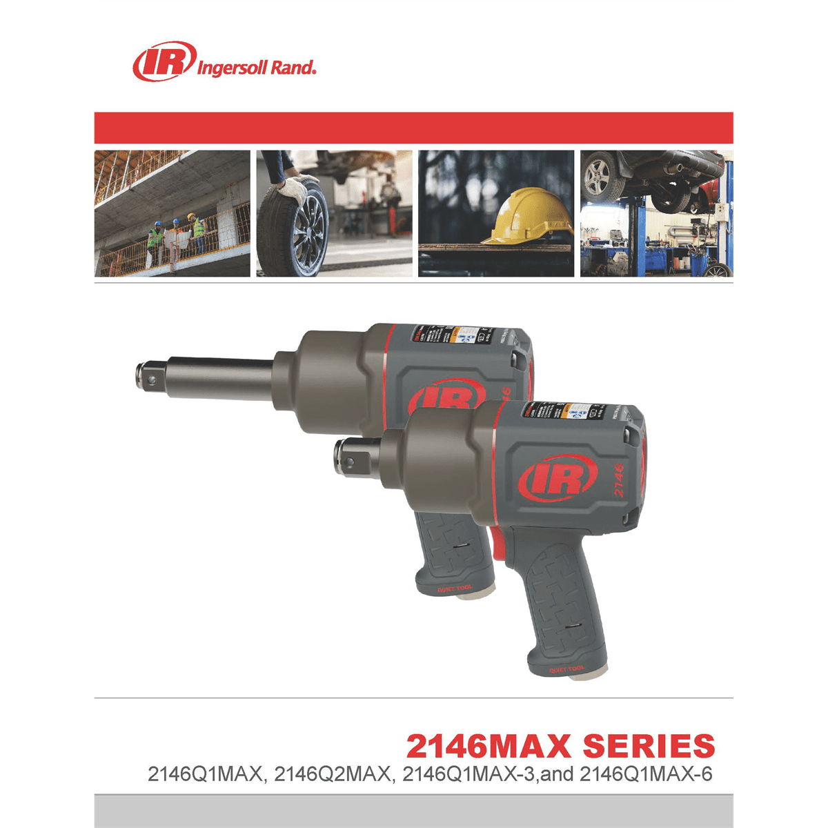 INGERSOLL RAND 3/4 Inch Air Impact Wrench, 3 Inch Ext Anvil, Quiet, 2,000 ft-lb Torque, Friction Ring-Thru-hole Retainer, Pistol Grip