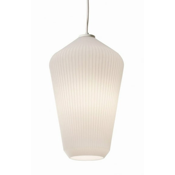 AFX Lola 1-light White Pendant, Frosted Ribbed White Glass Shade