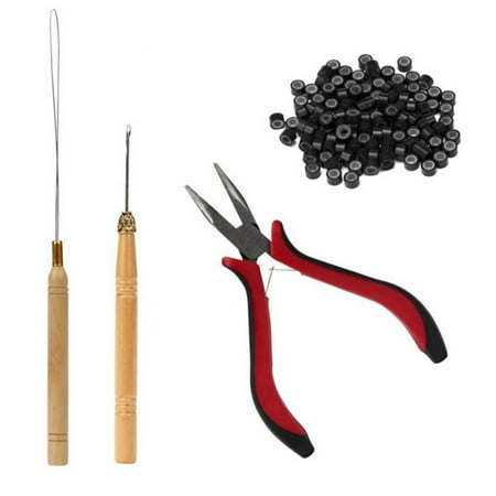 

Makeup Feather Hair Extension TOOL KIT Micro Ring Hair Extension Pliers Pulling Hook
