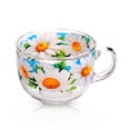 thumbnail image 3 of STP GOODS Daisy Field Glass Mug Set of 2 pcs 15.2 fl oz (450 ml) Tea Mugs for Hot Beverages Coffee and Tea Mugs for Latte Cocoa Chocolate Glass Drinkware, Service for 2, Yellow Green Clear, 3 of 5