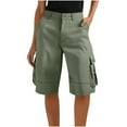 thumbnail image 3 of BiZtdJrK Knee Length Cargo Shorts for Women Straight Fit Jogger Hiking Outdoor Shorts Lightweight Solid Work Shorts with Multi Pockets Army Green XXXXL, 3 of 8